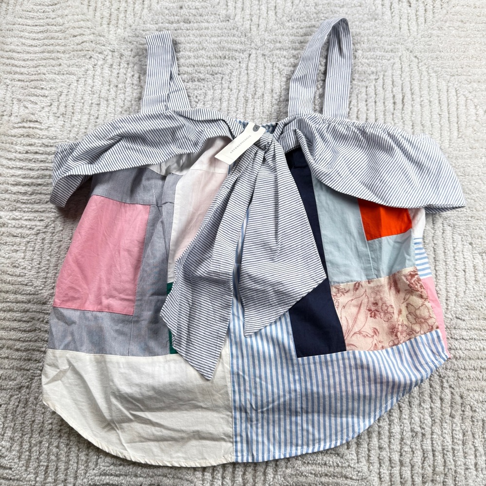 Maeve Patchwork Camisole Top Womens 6 Multicolor Cotton Anthropologie Boho NWT